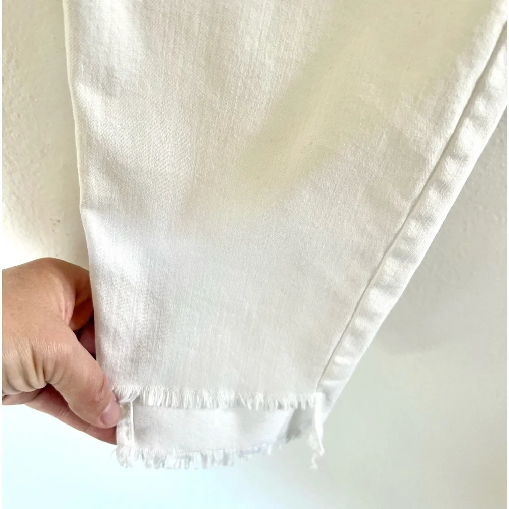Lafayette 148 Mercer‎ White Denim Frayed Step Hem Ankle Jeans Size 4
